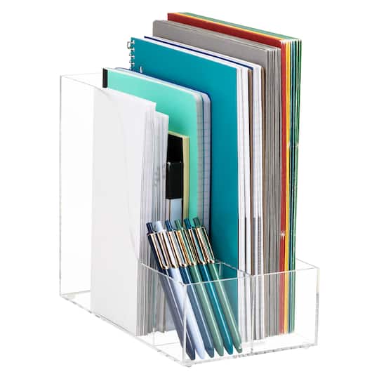 Mind Reader Vertical File Storage, Desktop Organizer, Magazine Holder, Office, Acrylic, Clear